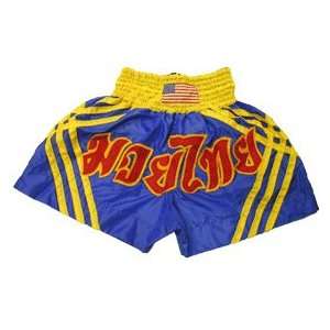  Muay Thai Fight Shorts in Blue/Yellow
