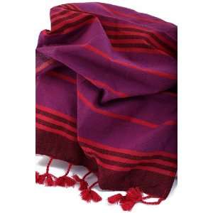  Turkish Towel Pestemal with Red Stripes, Dark Red Edge and Burgundy 