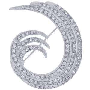   Clear Crystal Silver Swirl pins Austrian Crystal Brooch pin Jewelry