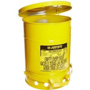 Justrite 09301 Oily Waste Galvanized Steel Safety Can, 10 Gallons 