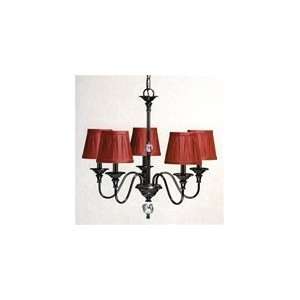 Light Chandelier with Charlotte Red Raw Silk Pinched Pleat Shade 
