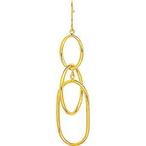  14K Gold 3 Tier Oval Dangle Wire Earrings Jewelry Jewelry