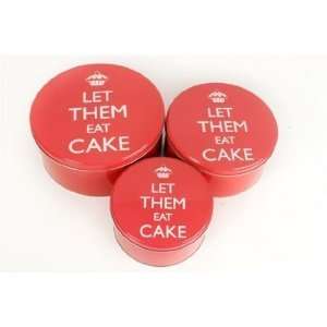  Let Them Eat Cake   Set of Three Red Storage Cake Tins 