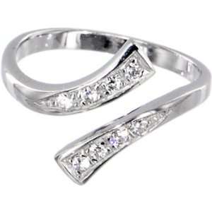    Solid 14K White Gold Cubic Zirconia Classic Toe Ring Jewelry