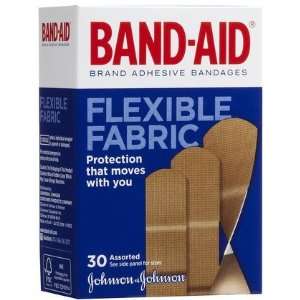  Band Aid Flexible Fabric Adhesive Bandages 30ct, Assorted 