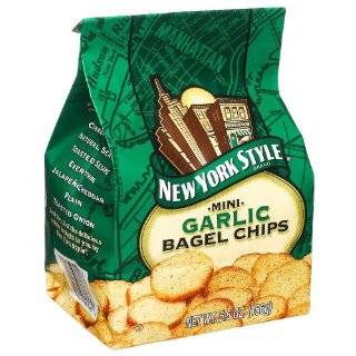 New York Style Mini Bagel Chips Garlic, 5.5 Ounce Packages (Pack of 12 