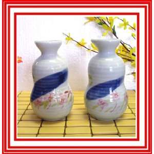 Pc Japanese Porcelain Sake Bottles with Pink Cherry Blossom Design 