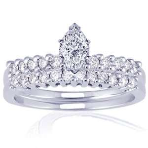  0.85 Ct Marquise Cut Diamond Engagement Wedding Rings Pave 