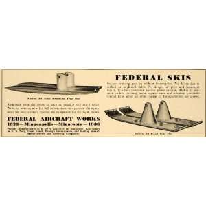  1938 Ad Federal Aircraft Works Skis Models SA Streamline 