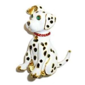  White Enamel Dalmatian Pin Jewelry