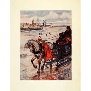  1904 Print Nico Jungmann Art Arresleede Horse Drawn Sleigh 