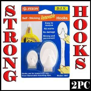  2 PC Removable Hooks Hangers Self Sticking Adhesive 