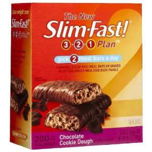 Slim Fast 3 2 1 200 Calorie Meal Bars, Chocolate Chip Cookie Dough, 5 
