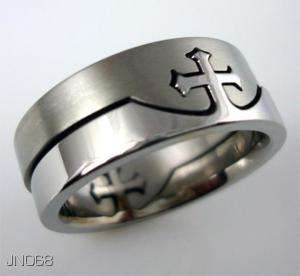 STAINLESS STEEL TWO TONE TEMPLAR CROSS PUZZLE RING  