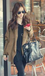 DNL21 Korea Lady Batwing Long Sleeves Poncho Knit Cardigan ASYM Coat 