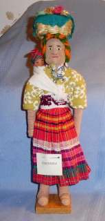 11 Vintage 1950S GUATAMALA LADY DOLL with Baby on her back  
