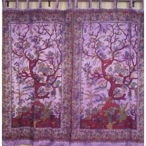 com Tree of Life Curtains Purple Block Print Indian Home Decor 2 Tab 