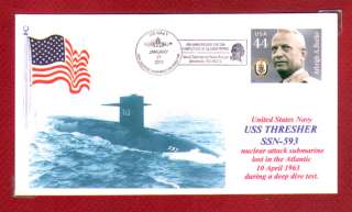 USS THRESHER SSN 593 Attack Submarine Memorial Photo Cacheted Naval 