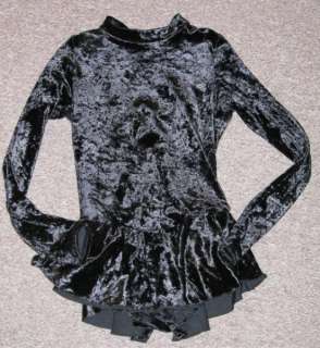 Body Wrappers Black Velour skate Dress girl 12 14 EUC  