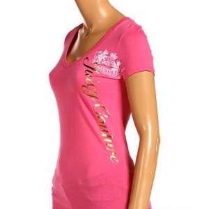  Juicy Couture Short Sleeve Waterbase & Foil V neck Tee 100 