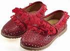 Lucky Soft baby girls red leather sole sandal shoes lace toddler size 