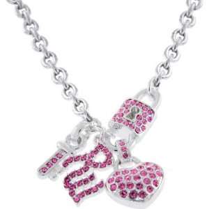  Rocawear Pink Austrian Crystal Rw Key To Your Heart Chain 