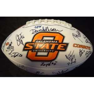  oklahoma state team signed logo football 