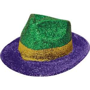  Mardi Gras Glitter Fedora Hat 10in Toys & Games