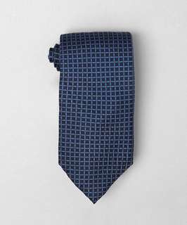 Zegna black grid and dot printed silk tie