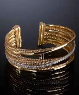 David Yurman diamond and gold twisted cable cuff bracelet   up 