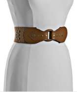 style #309671501 brown studded wood ring stretch belt