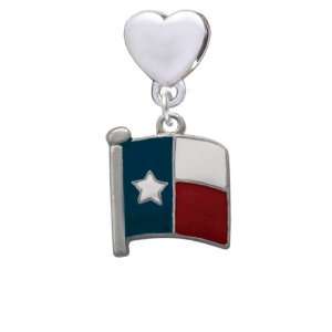  Texas Flag   Lone Star European Heart Charm Dangle Bead 