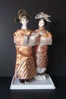 Vintage Asian Couple Man And Woman Paper Doll Figurines  