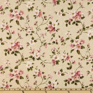  44 Wide Contessa Flora Cherry Blossoms Pink/Cream Fabric 