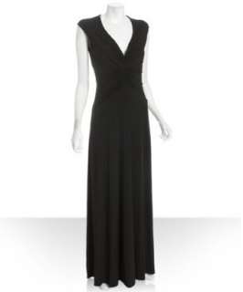 Laundry by Shelli Segal black matte jersey cap sleeve gown   