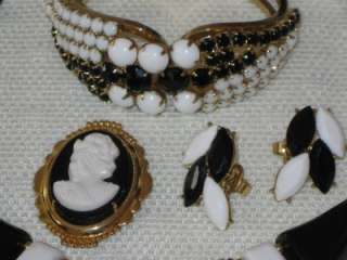 Vintage RHINESTONE Costume JEWELRY Lot~Clamper Bracelet Earrings CAMEO 