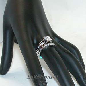 NEW 3.82CT Princess Wedding/Engagement RINGS SET sz 10  