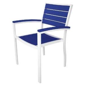 Polywood Euro Arm Chair in White / Pacific Blue Patio 