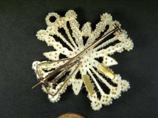 ANTIQUE GOLD SEED PEARL CROSS BROOCH PIN c1830  