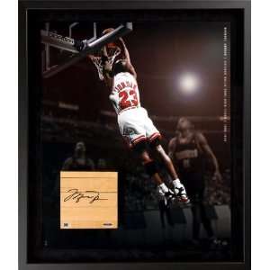  Michael Jordan Autographed Bulls Game Used Floor Piece 