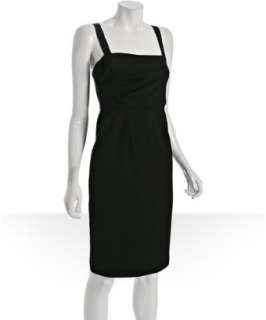 style #304569001 black stretch gabardine Ginne square neck dress