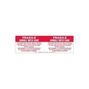  Fragile Handle with Care Label, Paper, 3 x 10 1/8 