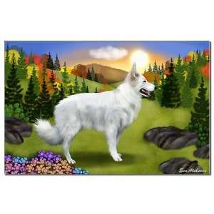  White German Shepherd Dog Fall Pets Mini Poster Print by 