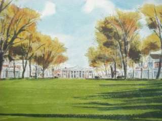 Davis Gray Watercolor Building University Art Cityscape  