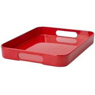 Zak Designs Emeril 13 Inch Square Tray with Handles, Red