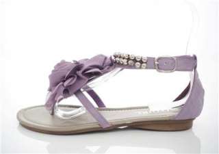 BN Romantic Rose T Bar Strap Ankle Flat Gladiator Sandals Blue Beige 