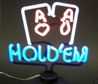 Double Aces Poker Neon sign neon art open Texas Hold em  