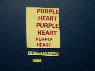 DECAL HO SCALE DELIVERY TRUCK PURPLE HEART  
