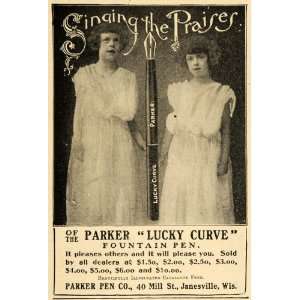  1901 Ad Parker Lucky Curve Fountain Pen Janesville Sing 