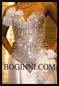 BOGINNI&CO SPARKLY WHITE ROSES DIAMOND CRYSTAL PROM / WEDDING BRIDAL 